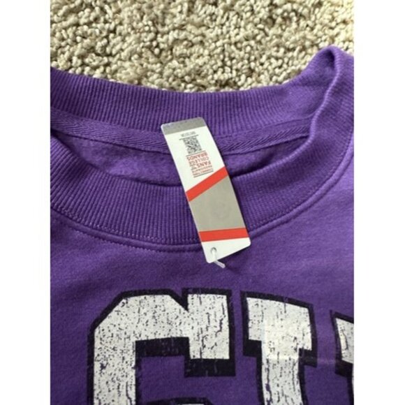 LSU Tiger Purple Pull Over Long Sleeve Cropped Sweater Womens NCAA Size Medium - Picture 5 of 10